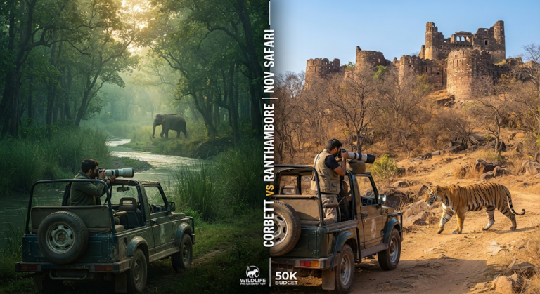 compare corbett and ranthambore for a 5 day wildlife photography trip in november on a 50k budget